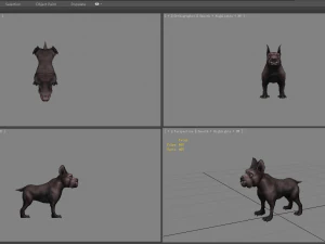 cartoon black bulldog - puppy dog 3D Model