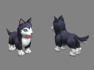 cartoon husky - puppy dog Model 3D