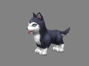 cartoon husky - puppy dog 3D Model