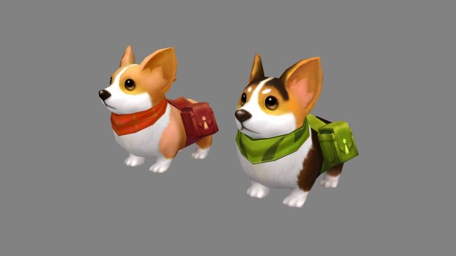 cartoon corgis - puppy dogs 3D Model .c4d .max .obj .3ds .fbx .stl .blend