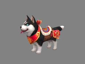cartoon husky mount - puppy dog Model 3D
