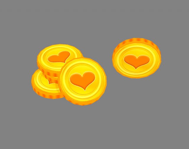 cartoon love gold coin Modelo 3D .c4d .max .obj .3ds .fbx .stl .blend 
