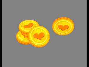 cartoon love gold coin 3D Model