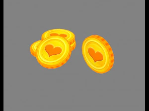 cartoon love gold coin 3D Model