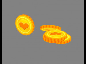 cartoon love gold coin Modelo 3D