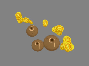 cartoon gold coins and money bag Modelo 3D