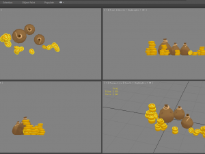 cartoon gold coins and money bag Modelo 3D