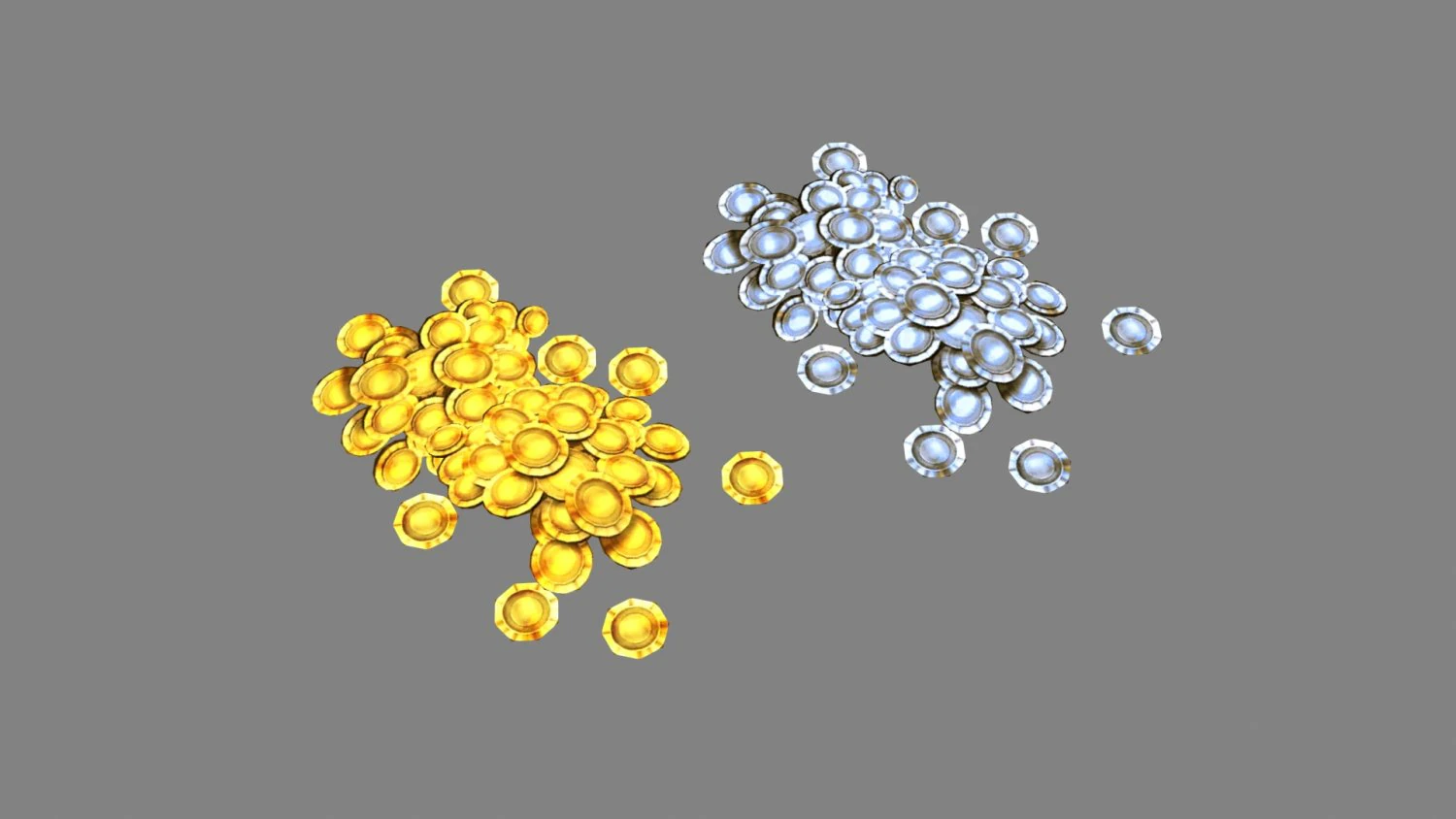 cartoon gold and silver coins 3D Model .c4d .max .obj .3ds .fbx .stl .blend 