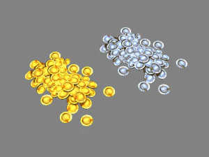 moedas de ouro e prata dos desenhos animados Modelo 3D