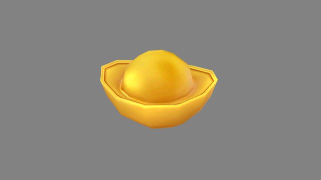 cartoon chinese gold ingot - gold coin bullion 3D 模型 .c4d .max .obj .3ds .fbx .stl .blend 