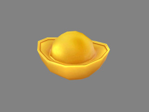 cartoon chinese gold ingot - gold coin bullion 3D Model