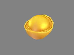 cartoon chinese gold ingot - gold coin bullion 3D 模型