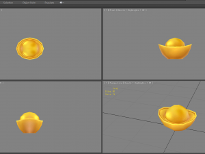 cartoon chinese gold ingot - gold coin bullion 3D 模型
