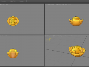 cartoon chinese gold ingot - gold coin bullion 3D 模型