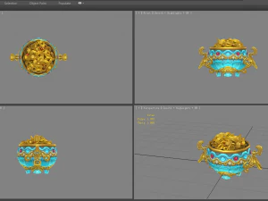 cartoon chinese cornucopia - gold ingot coin bullion 3D Model