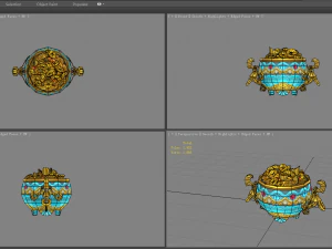 cartoon chinese cornucopia - gold ingot coin bullion 3D Model