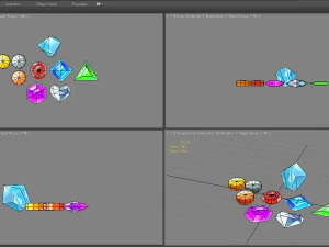 cartoon jewelry-coins-emerald-amethyst-ruby blue crystal-diamond 3D Model