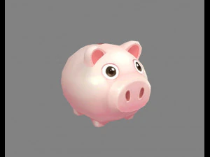 cartoon piggy bank - pink 3D Model