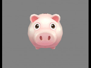 cartoon piggy bank - pink 3D 模型