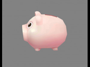 cartoon piggy bank - pink 3D 模型