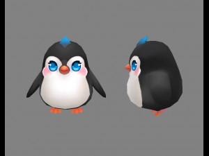 cartoon baby penguin - female - lovely Modelo 3D