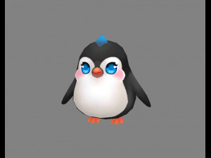 cartoon baby penguin - female - lovely 3D Model