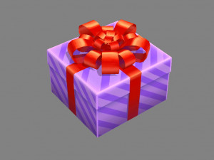 cartoon purple gift box 3D Model