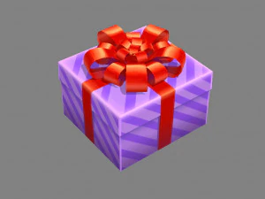 cartoon purple gift box 3D Model