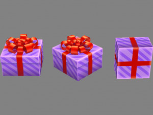 cartoon purple gift box 3D 模型