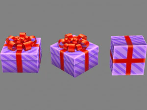 cartoon purple gift box 3D Model