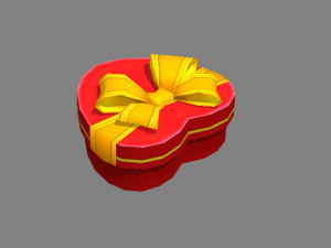 cartoon red heart-shaped gift box 3D Model