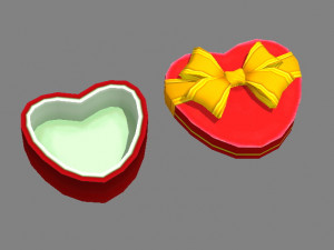 cartoon red heart-shaped gift box 3D Model