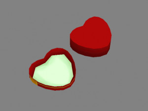 cartoon red heart-shaped gift box 3D Model