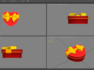 cartoon red heart-shaped gift box 3D Model