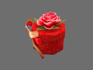 cartoon wedding gift box - candy box - red round gift box 3D Model