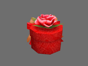 cartoon wedding gift box - candy box - red round gift box 3D Model