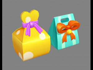 four cartoon gift boxes - candy box - packing bag - love box Modelo 3D