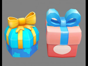 four cartoon gift boxes - candy box - packing bag - love box Modelo 3D