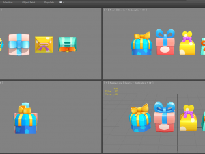 four cartoon gift boxes - candy box - packing bag - love box Modelo 3D