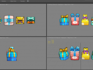 four cartoon gift boxes - candy box - packing bag - love box Modelo 3D