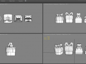 four cartoon gift boxes - candy box - packing bag - love box Modelo 3D