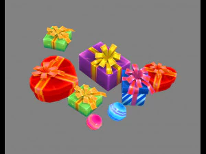 купа подарункових коробок з мультфільмів - любовний подарунок - квадратна подарункова коробка 3D Модель