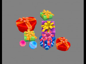 a pile of cartoon gift boxes - love gift - square gift box 3D Model