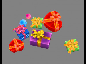a pile of cartoon gift boxes - love gift - square gift box 3D Model