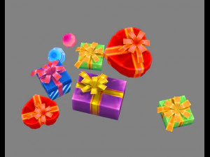 a pile of cartoon gift boxes - love gift - square gift box 3D Model