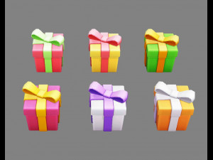 cartoon colorful gift box - square gift box 3D Model