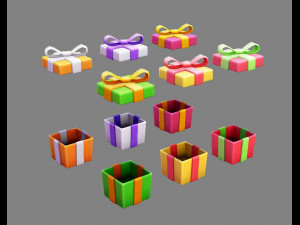 cartoon colorful gift box - square gift box 3D Model