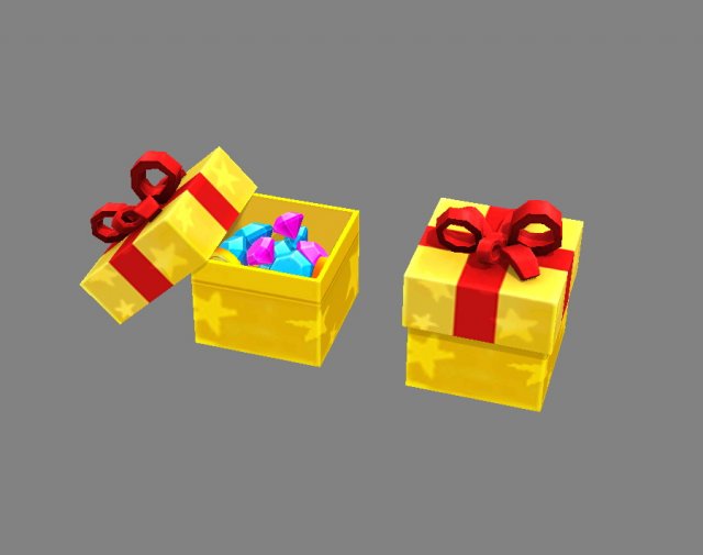cartoon diamond gift box - gem gift box 3D Model .c4d .max .obj .3ds .fbx .stl .blend 