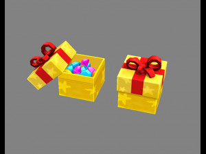 cartoon diamond gift box - gem gift box 3D Model