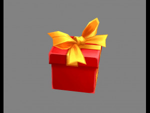 cartoon red square gift box 3D Model